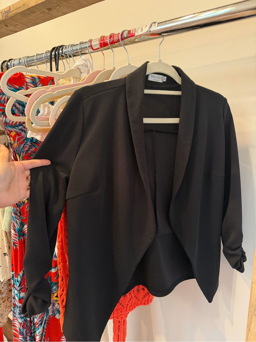 POGTMAN Black Open-Front Draped Blazer